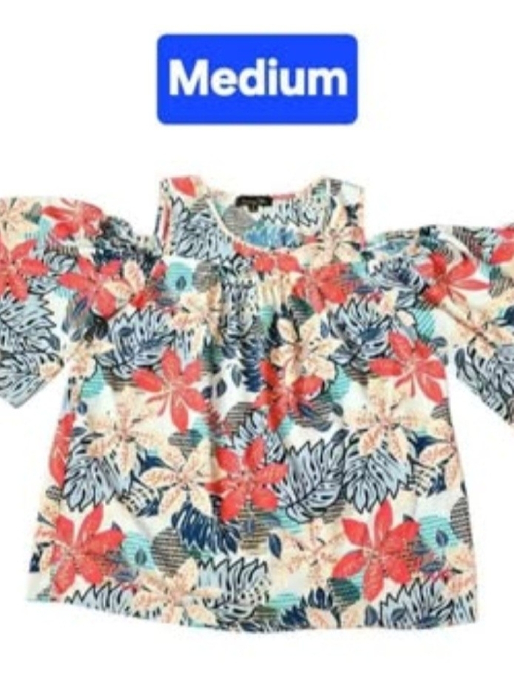 Cold-Shoulder Floral Top - Medium - Multicolor